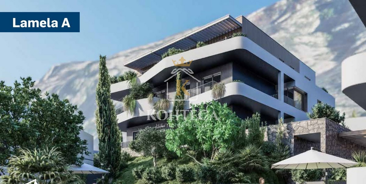 Studio apartment for sale in new building with swimming pool in Dobrota-Kotor